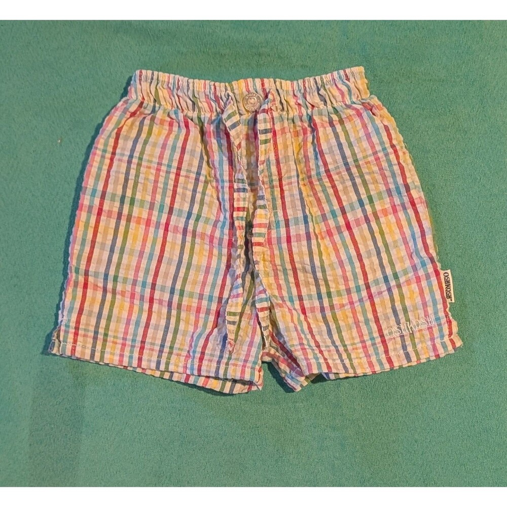Oshkosh vintage Shorts Baby Girl Size 6-9 Months Gingham Striped
